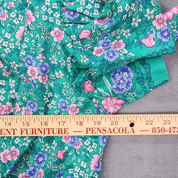 Vtg Jane Schaffhausen Belle France Drop Waist Green Floral Dress Womens Size 12 - Picture 5 of 9
